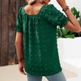 thumbnail image 4 of Birdeem Womens Summer Solid Color Short Sleeve Dot Tops Square-Neck Chiffon T-Shirts Blouse, 4 of 6