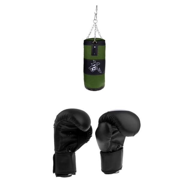 50-150cm Guantes de boxeo y bolsas de boxeo - Gancho para colgar y cadenas para colgar Juego de cuatro piezas incluidas para adolescentes y adultos Verde oliva 50 Macarena Guantes de sacos de arena