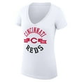 thumbnail image 2 of Women's G-III 4Her by Carl Banks White Cincinnati Reds Super-Slim Fit Lightweight City Graphic V-Neck T-Shirt, 2 of 5