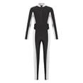 thumbnail image 3 of Alvivi Kids Girls Metallic Color Block Jumpsuit Long Sleeve Zipper Dance Bodysuit Gymnastics Unitard Silver 14, 3 of 7