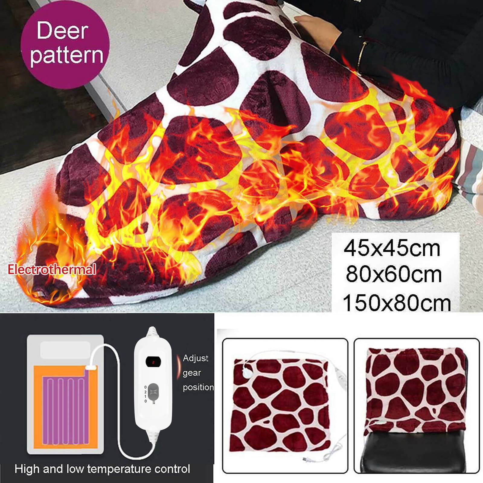 Heated Winter Flannel Blanket, Soft Cozy Electric Throw Blanket with Adjustable Temperature Settings, Warm Bed and Sofa Heating Comforter