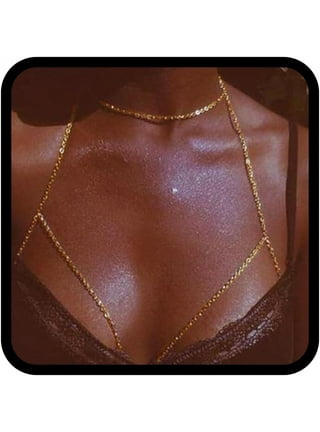  Aiosy Boho Body Chain Bra Gold Sexy Rhinestone Bikini