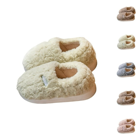 Slippers for Men and Women Fuzzy House Slippers with Heel Cover Winter Warm Lined Indoor Outdoor Shoes Soft Sole Cozy Cotton Footwear