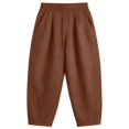 thumbnail image 5 of vigerkar Cotton Baggy Low Rise Barrel Pants for Women, Relaxed Lounge Boho Beach Travel Wide Leg Trousers, Breathable Summer Style (Coffee, XL), 5 of 6