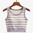 thumbnail image 2 of fatyb Womens Striped Tank Tops with Built in Bra Cropped Sleeveless Going out Padded Summer T Shirts, 2 of 3