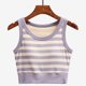 thumbnail image 1 of Puntoco Tops de cuello cuadrado para mujer, cuello redondo, rayas, para uso interior y exterior, sin costuras, transpirables e informales, cuello redondo para mujer, 1 of 3