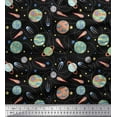 thumbnail image 1 of Soimoi Black Cotton Cambric Fabric Planet & Stars Galaxy Print Fabric by the Yard 42 Inch Wide, 1 of 3