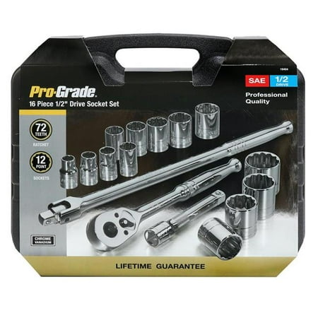 

Pro-Grade 19404 0.5 in. Drive SAE Socket Set in Case - 16 Piece