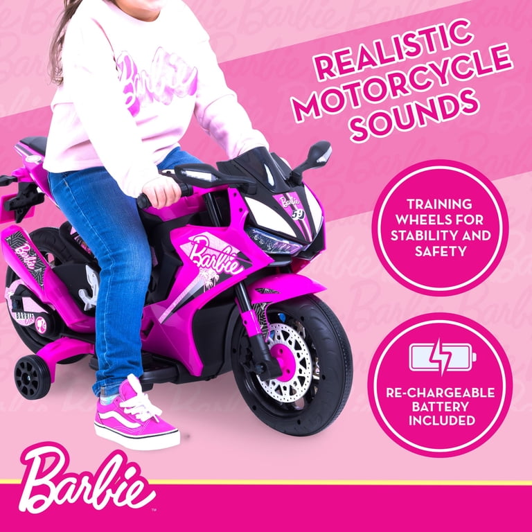 Barbie 6V Motorcycle Ride-On, Pink, Ages 3+ photo 3