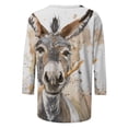 thumbnail image 4 of Blouses pour Femmes Mode, Mode T-Shirt Décontracté Imprimé Col Rond Manches 3/4 Blouse, 4 of 5