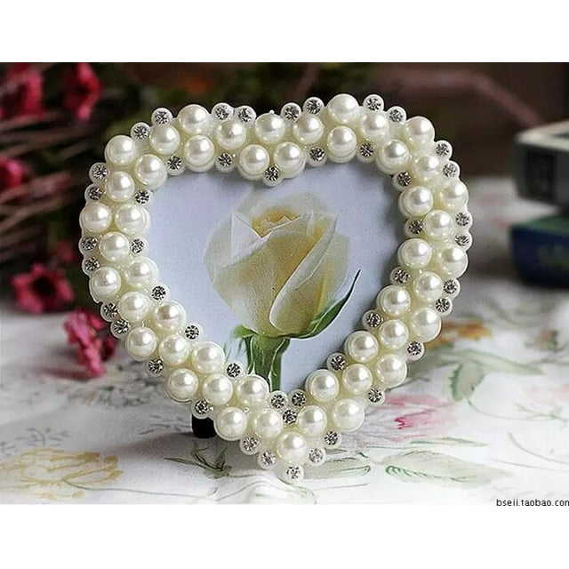 Romantic Wedding Photo Frame Pearl Decor Picture Frames Multi-Shape Frames on Table Modern Home Decor