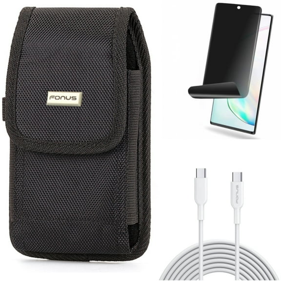 Case Belt Clip & 6ft Long Type-C Cable & Privacy Screen Protector for Samsung Galaxy Note 20 (6.7") - Combo with Rugged Holster & PD Fast Charger Cord Power & TPU Film Anti-Peep