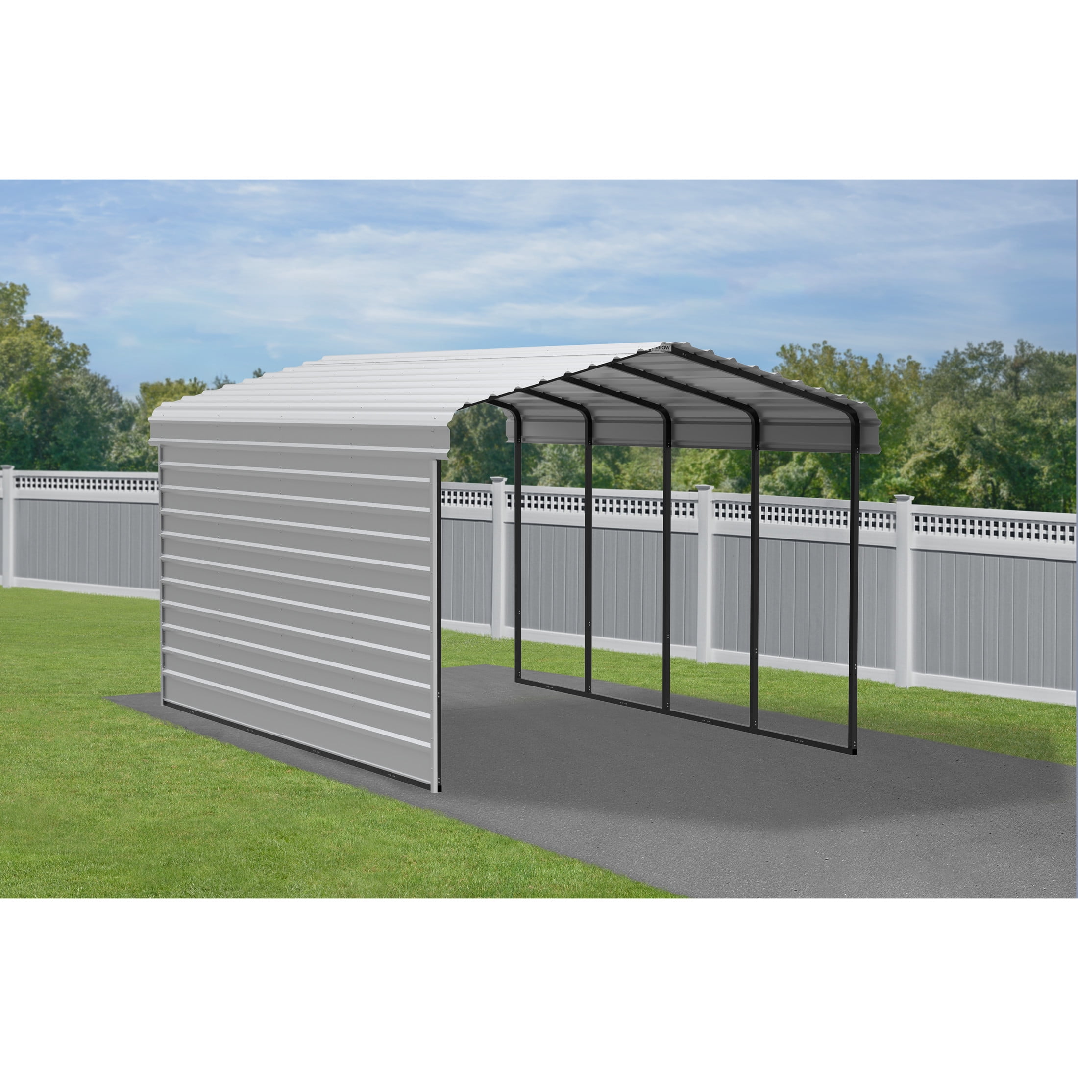 Arrow 20 x 12 x 9 ft Eggshell Carport With 1 Side Wall Kit