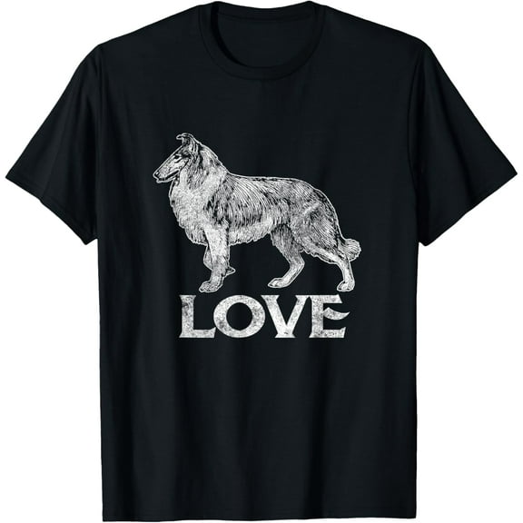 I Love Rough Collie T Shirt Cute Dog Tee Art Gift