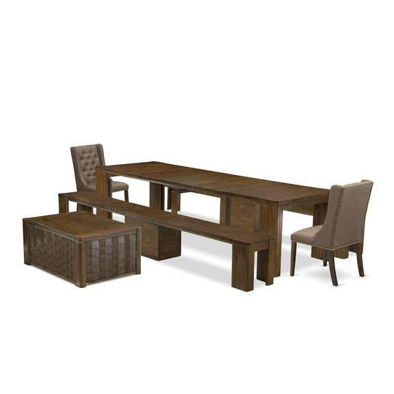 Luxe by East West Furniture 6 Pieces Extendable Dining Set Includes a Rectangle Kitchen Table