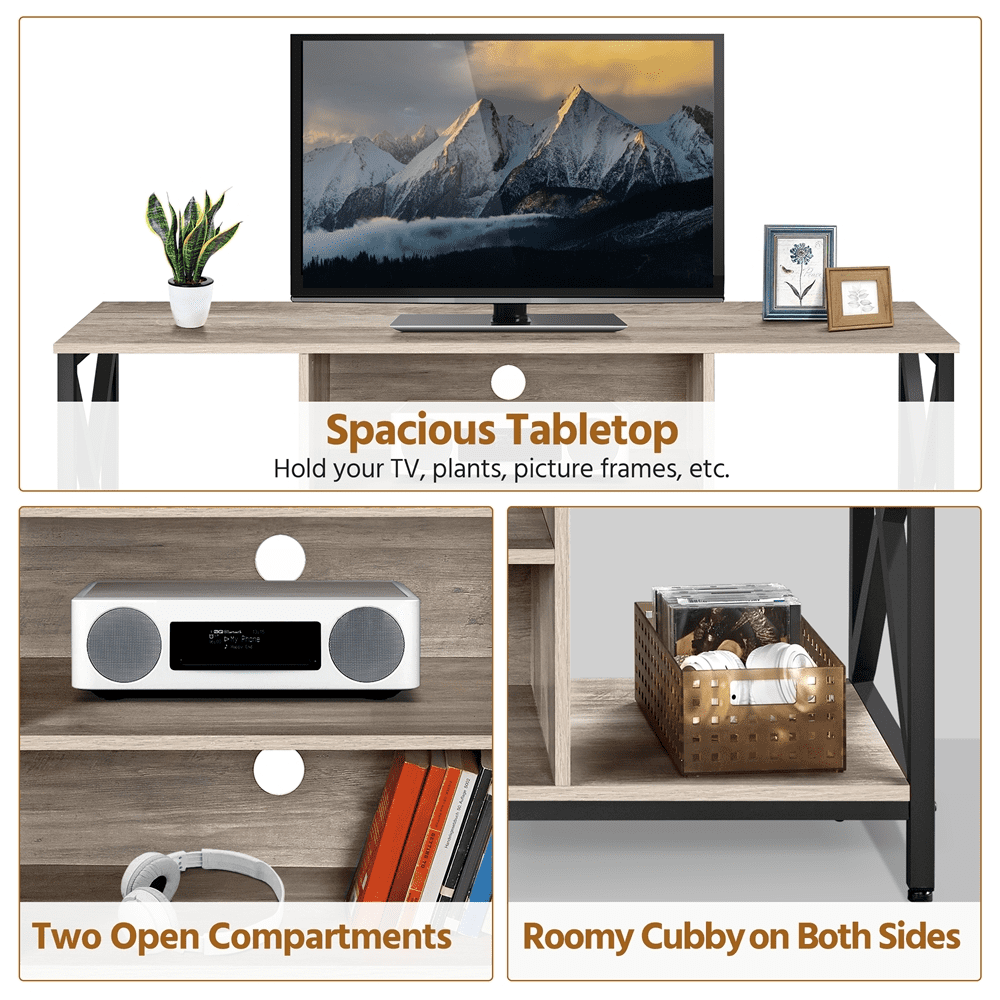 Alden Design 47 inch Wide TV Stand with Storage for Living Room, Gray