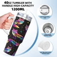 thumbnail image 4 of Neon Rainbow Fox Cup Insulated Tumbler Stainless Steel Vacuum Travel Mug 40 oz with Handle and Straw Lid, 4 of 7