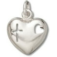 thumbnail image 1 of Sterling Silver 20" .8mm Box Chain Small Puffed Heart Heart And Cross Cutouts Pendant Necklace, 1 of 2