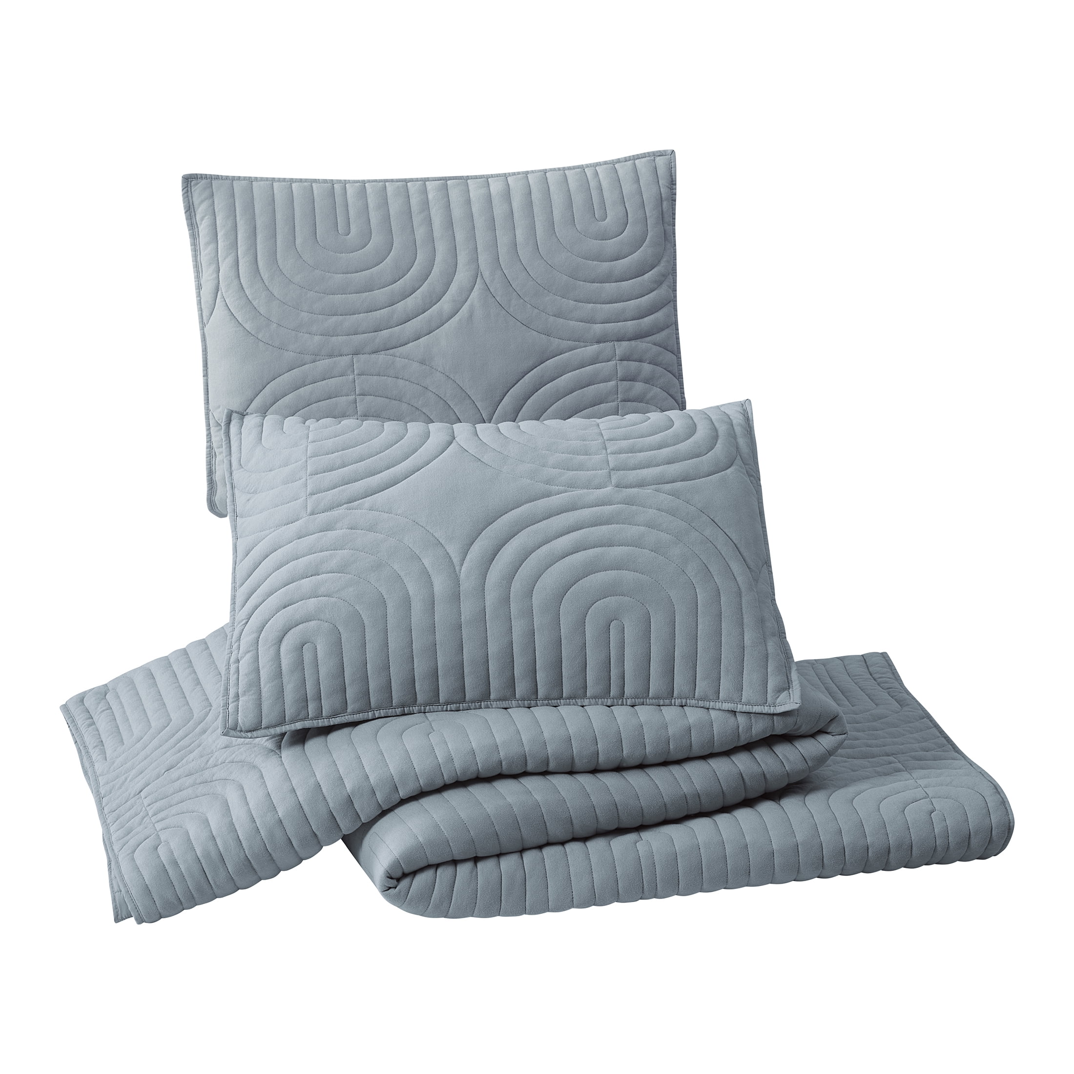 Beautiful by Drew Barrymore Geo Jersey Pillow Sham Set, Blue, Standard, 2 Count