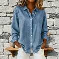 thumbnail image 5 of Otntypg Womens Striped Button Down Shirts Cotton Casual Dress Shirt Long Sleeve Collared Office Work Business Blouses Tops Blue XXL, 5 of 6