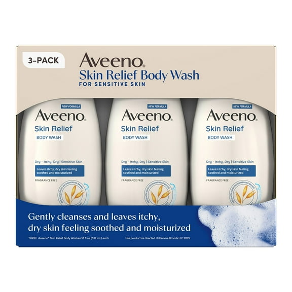 Aveeno Skin Relief Body Wash, 18 Fluid Ounce (Pack of 3)