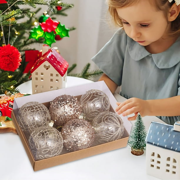 Christmas Decorations 8cm/6pcs Fine Transparent Painted Christmas Gift Box Christmas Tree Pendant