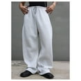 thumbnail image 3 of Vamuko Mens Wide Leg Sweatpants Baggy Joggers Fleece Drawstring Running Sweat Pants Winter Loose Lounge Loose Trousers with Pockets Light Gray 2XL, 3 of 5