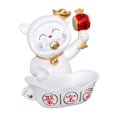 thumbnail image 1 of Preciosa estatua de gato de la suerte, decoración artística, soporte para alimentos, joyero o dulcero. blanco, 1 of 9