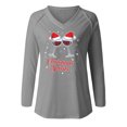 thumbnail image 4 of PVCS T-shirt Décontracté pour Femmes à Col en V de Noël Imprimé à Manches Longues, 4 of 4