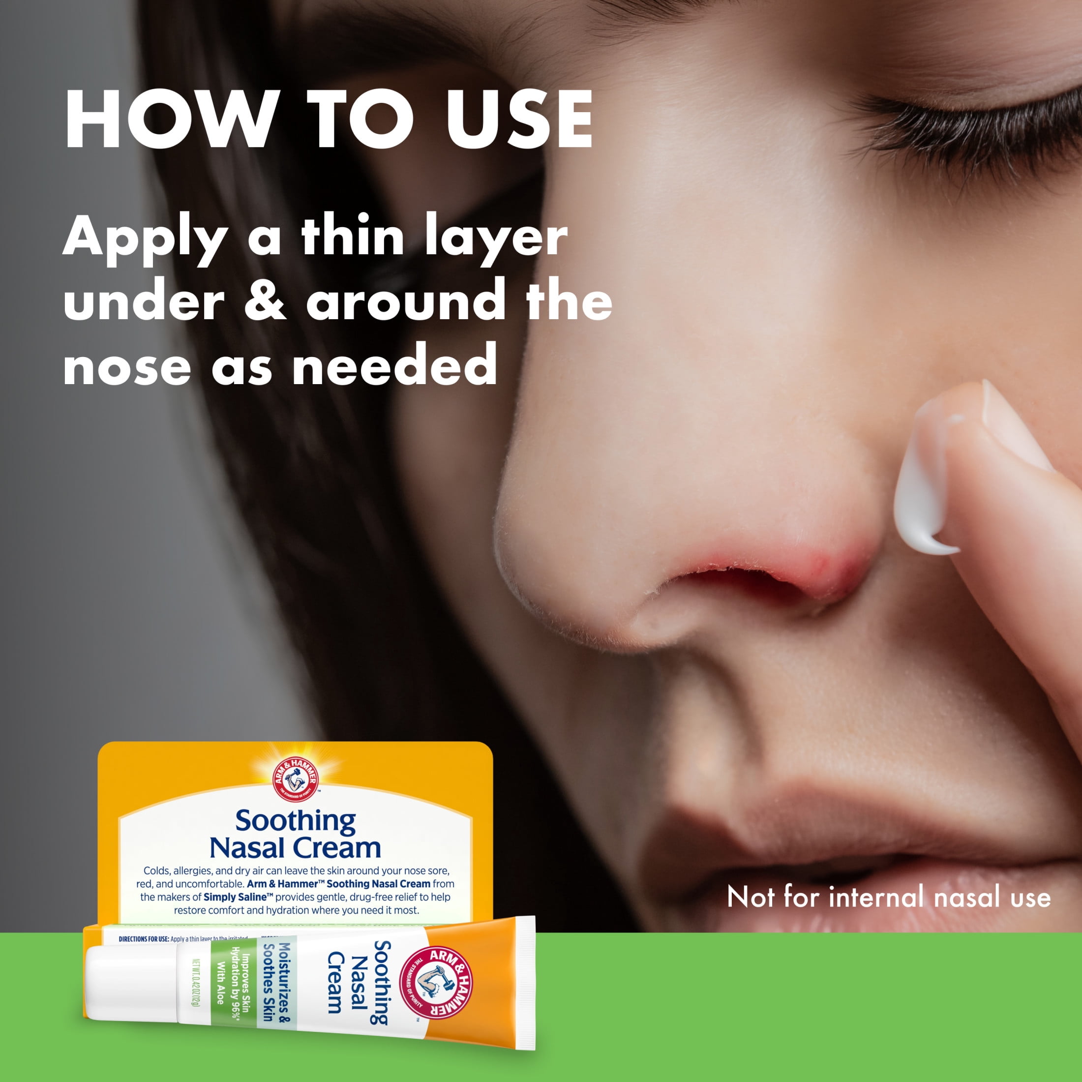 ARM & HAMMER Simply Saline Soothing Nasal Cream with Aloe, Dermatologist Tested, 0.42 Oz