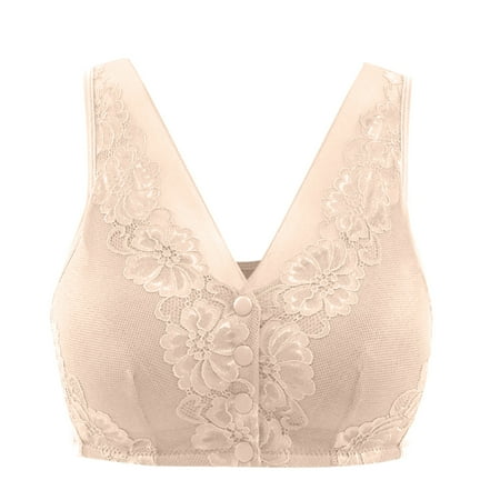 

AIEOTT Wirefree Bras for Women Plus Size Front Closure Lace Bra Wirefreee Extra-Elastic Bra Active Yoga Sports Bras 36B-46B Summer Savings Clearance