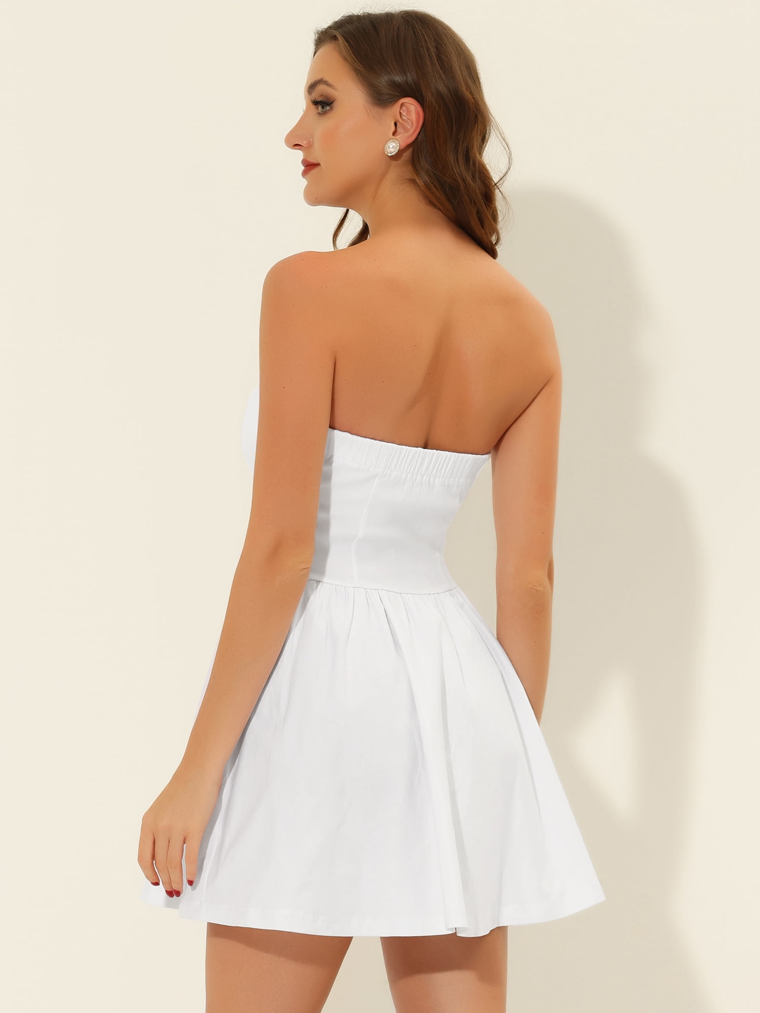 DARING DIVA Party Mini Strapless Sweetheart Neck Christmas Mini Dress S White