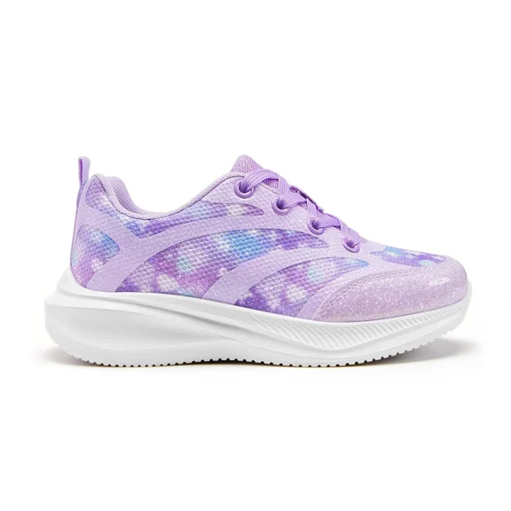 EUXTERPA Girls Sneakers Kids Lightweight Running Shoes Children Casual Lace-up Walking Sports Tennis Shoes, Purple, Size 13