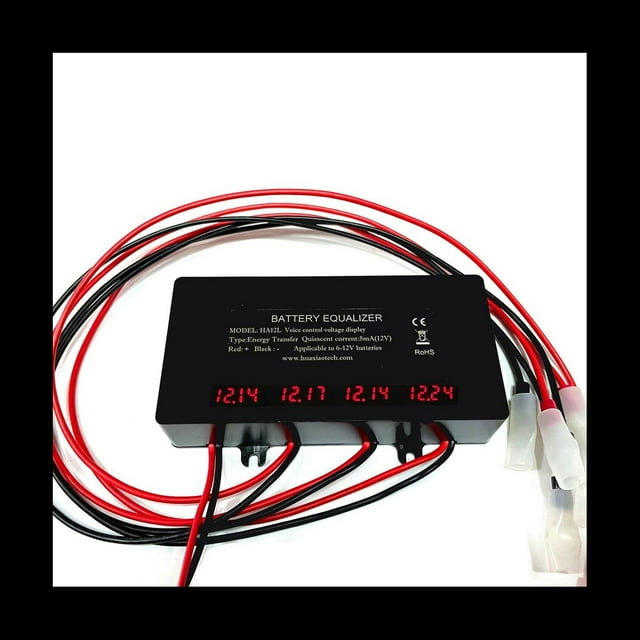 HA12L Pantalla LED Balanceador de BateríA para 4 X 12V Balanceador de BateríA 4S Voltaje Activo BateríAs de Plomo-áCido Li-Ion LiFePO4