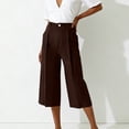 thumbnail image 7 of Cekizud Capri Pants for Women High Waist Wide Leg Culottes Pleated Front Cropped Pants with Pockets,Sizes S-2XL, 7 of 7