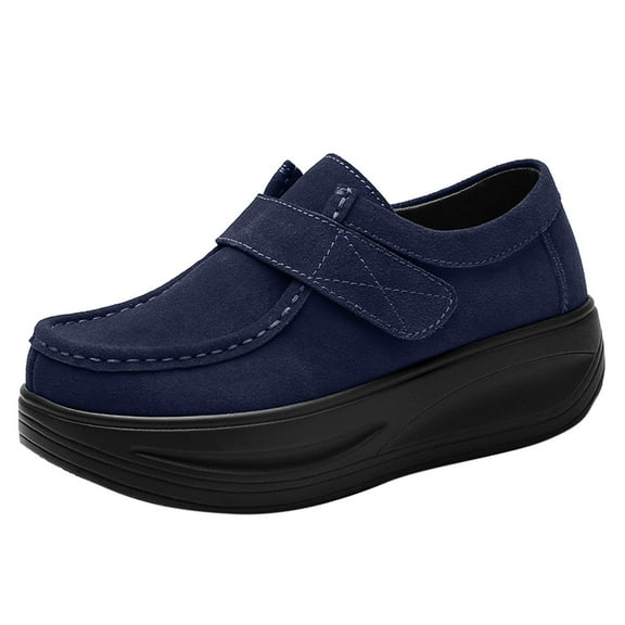 KaLI_store Loafer for Women Women Platform Sneakers Breathable Casual Lace Up Fashion Walking Shoes,Blue