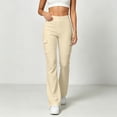 thumbnail image 4 of Women's Soft Comfortable Cargo Pants Elastic Waist Multi Pockets Athletic Activewear Hiking Utility Outdoor Fitness Beige M(M), 4 of 6