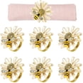 thumbnail image 1 of ShiYe toys store Juego de 6 servilleteros con diseño de girasol y margaritas, servilleteros dorados con forma de abeja para decoración de mesas formales o informales, 1 of 5
