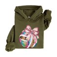 thumbnail image 4 of Disco Volleyball Coquette Bow Hoodie for Women & Girls Game Day, Army Green Hoodie, M, 4 of 8