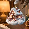 thumbnail image 3 of Acrylic Snow House Christmas Ornament, 3.94 Inch Lighted Hanging Decoration, Winter Cottage Pendant for Holiday Tree and Festive Gift Giving, 3 of 7