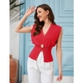 thumbnail image 2 of PUWEI Women's V Neck Vest Top Single Button Sleeveless Summer Knit Vest Pullover Tank Top, 2 of 7