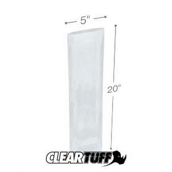 ClearTuff - 5" x 20" 2 Mil Flat Poly Bags - 1000/Case
