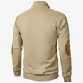 thumbnail image 6 of Momasggi Sweatshirts for Men Quarter Button Stand Collar Pullover Tops Colorblock Long Sleeve Sweatshirts Outdoor Workout Gym Sports Sweatshirt with Elbow Patches Khaki M, 6 of 6