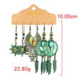 thumbnail image 3 of Pendientes para mujer, regalos para mujer, estilo étnico, huecos, tejido femenino, red de ensueño, juego de pendientes de cuentas de madera, pendientes de aleación, 3 of 3