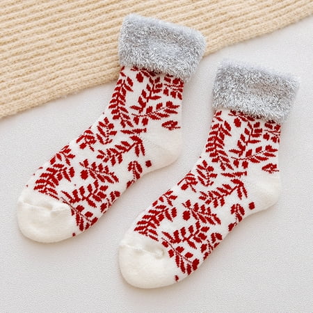 

Soft Premium Fleece Crew Socks Deer Patterns for Fleece Lining Fuzzy Soft Slipper Socks for Winter Christmas Holiday or Birthday Gift
