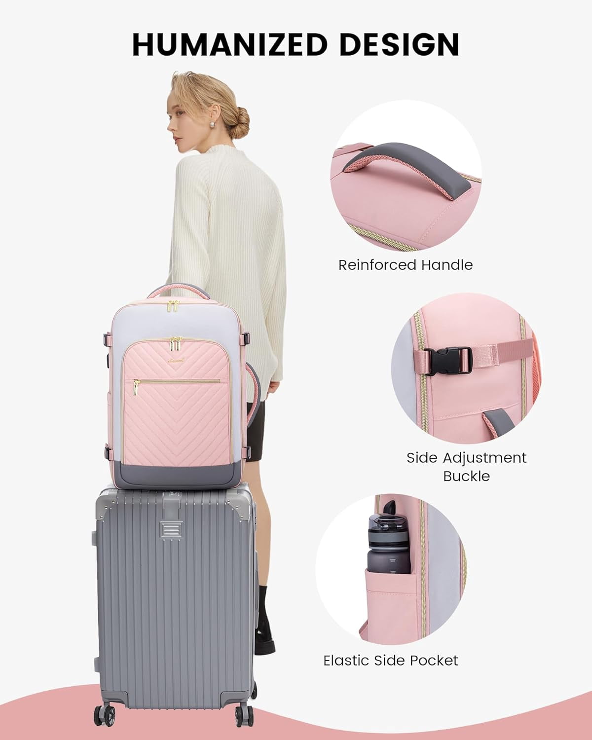Lovevook Travel Backpack Men Women, 40L Expandable Carry-On Luggage Backpack Set Airline Approved, Larger Personal Item Travel Bag Suitcase Weekender Overnight Bag