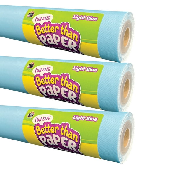 Teacher Created Resources Fun Size Better Than Paper Bulletin Board Roll, 18" x 12', Light Blue, Pack of 3
