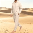 thumbnail image 5 of Garbnen Fleece Men Track Suits 2 Piece Set Long Sleeve Drawstring Pullover Hoodies and Sweatpants Workout Athletic Warm Plush Mens Sweatsuit Beige, 5 of 6