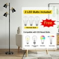 thumbnail image 3 of OUTON Tree Floor Lamp with 3 Adjustable Rotating Lights，Standing Tall Pole Lamps for Living Room, Bedroom, Home, Office-Black(Bulbs Included), 3 of 10