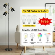 OUTON Tree Floor Lamp with 3 Adjustable Rotating Lights,Standing Tall Pole Lamps for Living Room, Bedroom, Home, Office-Black(Bulbs Included)